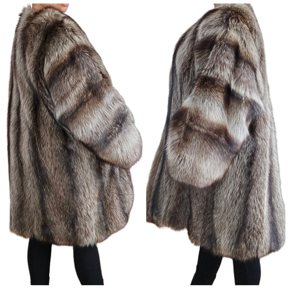 Vintage Bergdorf Goodman Genuine Raccoon Fur XL Stroller Coat Jacket - Picture 5 of 15